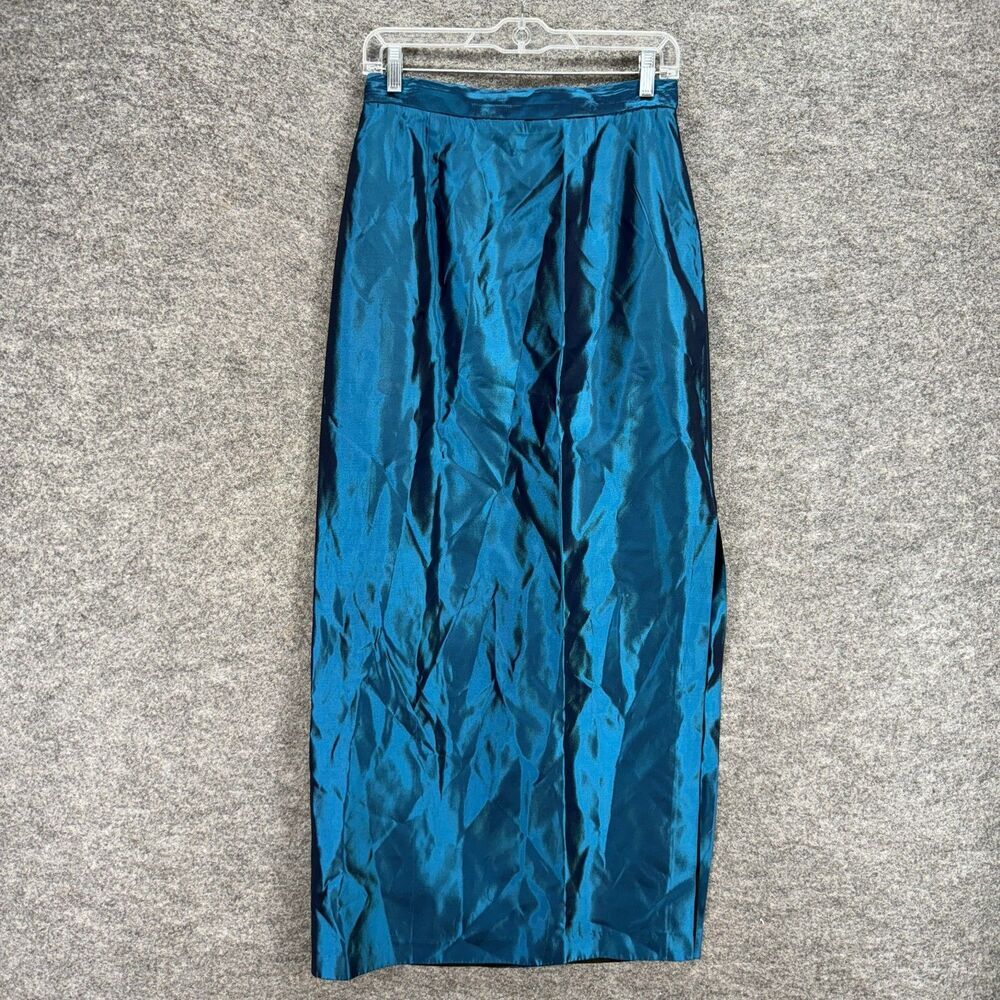 J.R. Nites Skirt Women 8 Blue Maxi Long Zipper High Rise Casual Solid